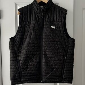PXG Black Quilted Men's Vest with Logo